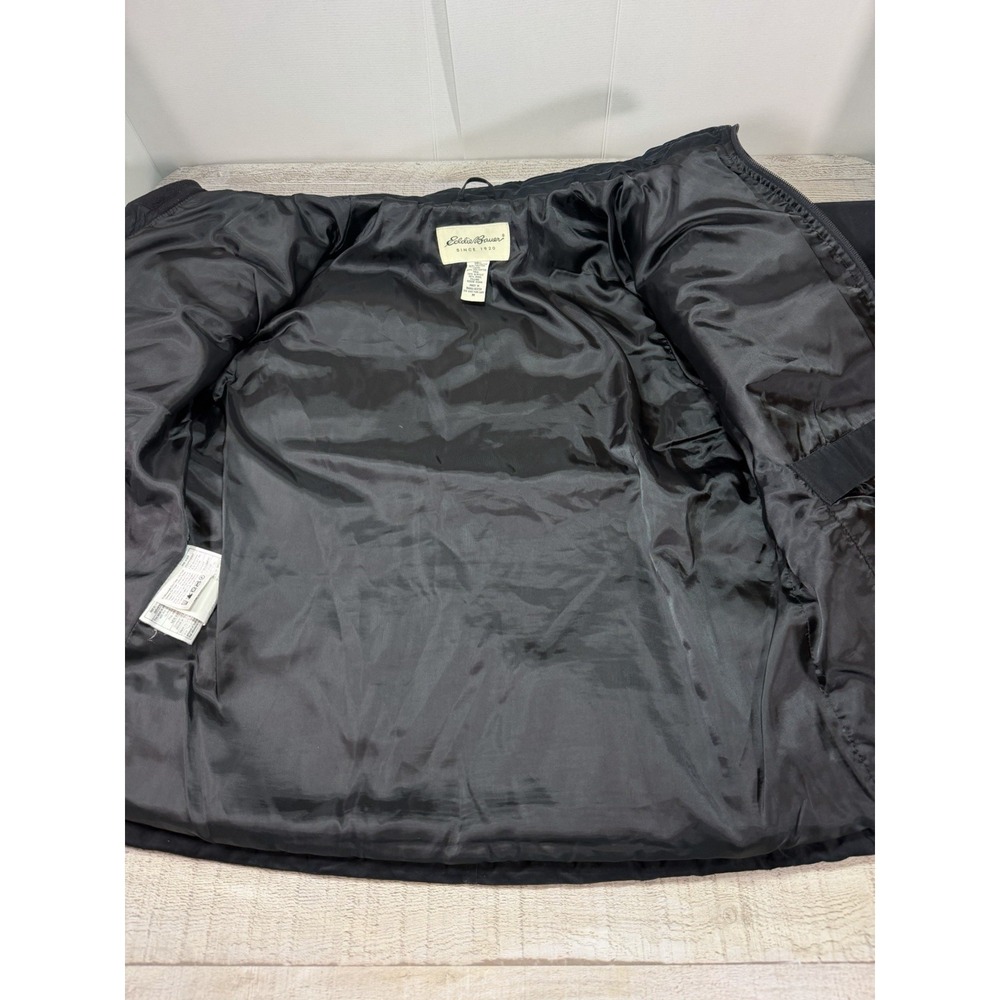 Eddie Bauer Womens M Black Goose Down Puffer Winter Jacket Full Zip Coat - Picture 5 of 11